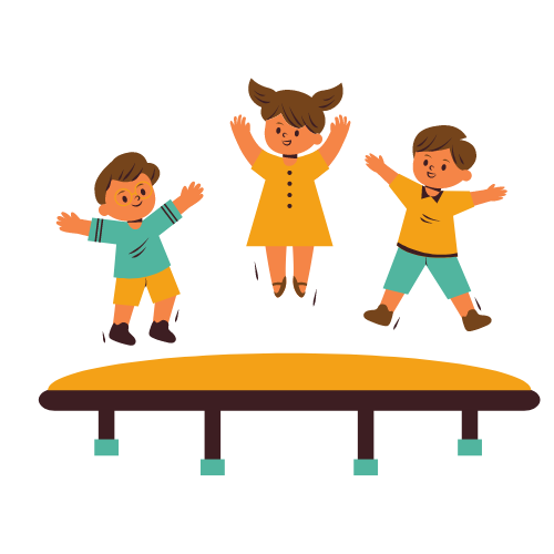 Des enfants font du trampoline